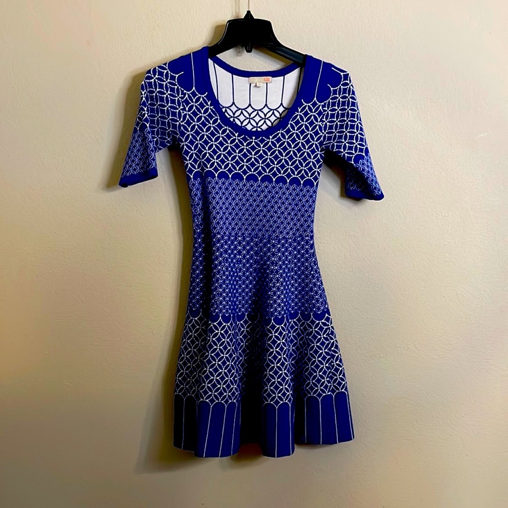 Cobalt Blue & White Gianni Bini Sweater Dress